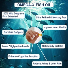120 Capsules Omega 3 Fish Oil 2160mg DHA and EPA High Strength Pills