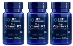 Life Extension Mega Vitamin K2 45,000mcg 3X30 Caps Menaquinone-4