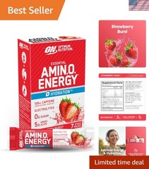 7-Count Strawberry Burst Energy Powder with Electrolytes for On-the-Go Hydration