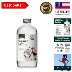 Organic MCT Oil – 16oz Cold Pressed Coconut Oil in Eco-Friendly Glass Bottle