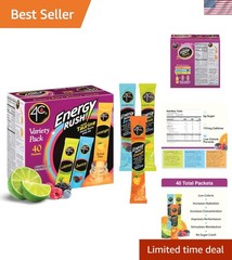 Caffeinated Energy Rush Stix – 40 Pack of Sugar-Free Berry, Orange & Citrus