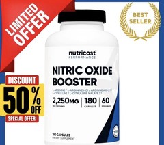 Nutricost Nitric Oxide Booster 750mg, 180 Capsules, 60 Servings