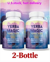 2BOTTLES-Brainista Yerba Magic:100%Pure Unsmoked Yerba Mate,75mg Caffeine,60Caps