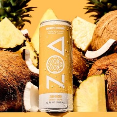 ZOA Zero Sugar Energy Drinks, Pineapple Coconut – 12 Fl Oz (Pack of 12)