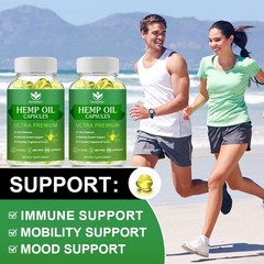 (2Pack) Hemp Oil Capsules – 60,000 Maximum Strength, 90 Count (Pack of 2)