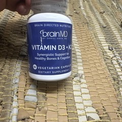 2 Bottles BrainMD, Vitamin D3 + K2, 60 Vegetarian Capsules Expiration Date 05/27