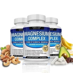 3Pack Toplux Nutrition Magnesium Complex 1000mg Supports 8 Elemental Magnesium+