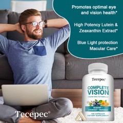 Vision Formula w/Bilberry,Lutein,Zeaxanthin,Supports Eye Strain,Dry Eyes 120Caps