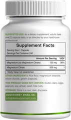 DEAL SUPPLEMENT Magnesium Citrate 500mg, 240 Capsules | 240 Count (Pack of 1)