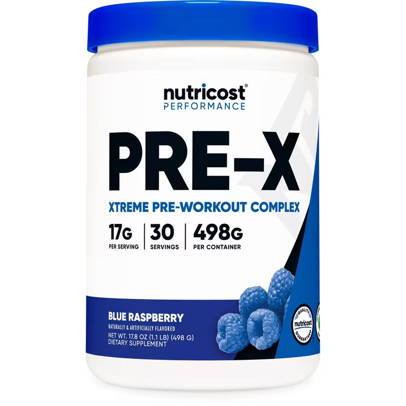 Nutricost Pre-X Xtreme Pre-Workout Powder Complex, Blue Raspberry, 30 Servings