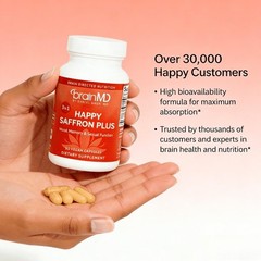 2 BOTTLES-LUXRY Happy Saffron Plus by BrainMD,Positive Mood & Emotional Wellness