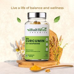 Health Veda Organics Curcumin C3 + Bioperine Supplements, 1310 Mg, 60 Veg Caps