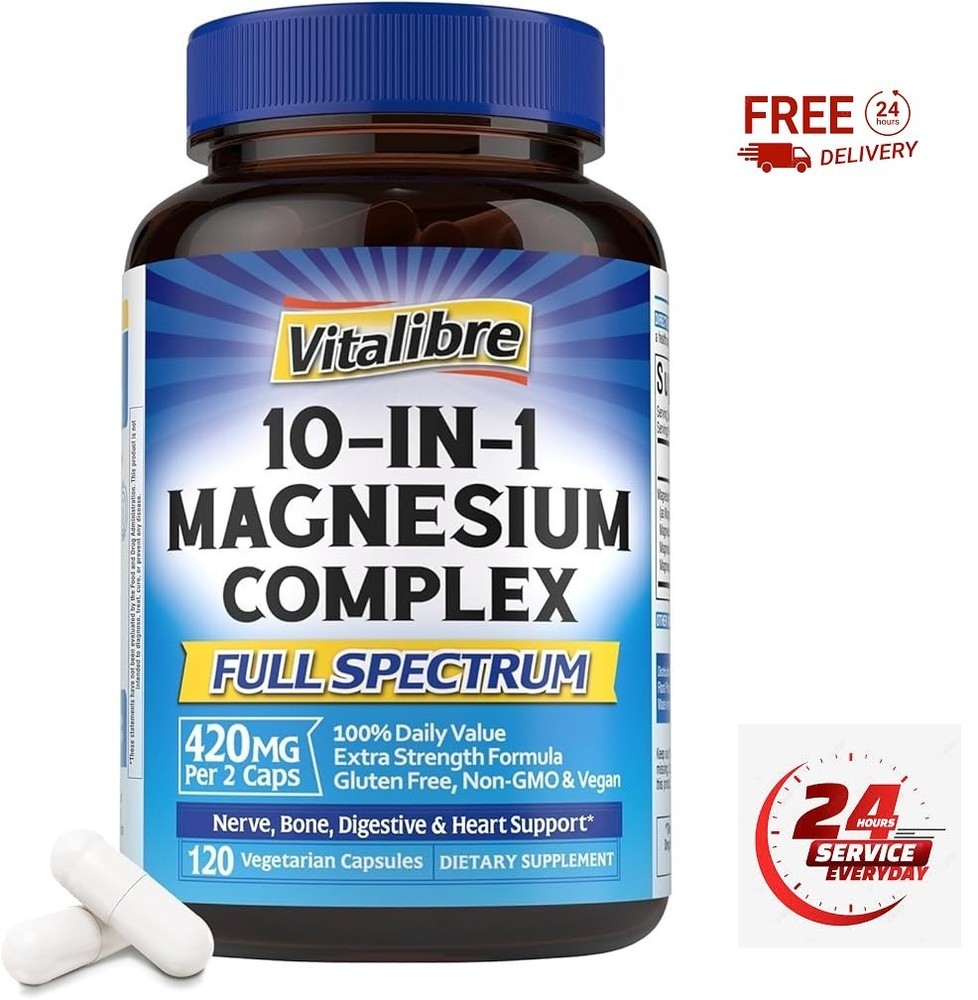 10 in 1 Magnesium Complex, 420Mg Elemental Magnesium | Ultra Strength, Max Absor