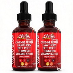 2 BOTTLES-NEW Clean Nutra Cayenne Pepper Supplement Liquid Drops +Hawthorn Berry