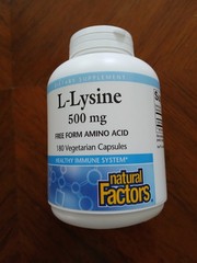 Natural factors, L-Lysine 500 Mg, 180 Vegetarian Capsules exp. July 2026
