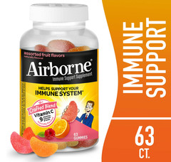 Airborne 750 mg Vitamin C Immune Support Gummies 63 Count Assorted Fruit Flavor