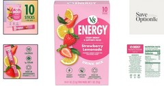 10 Count Energy Strawberry Lemonade Powder – 80mg Caffeine, No Artificial Colors