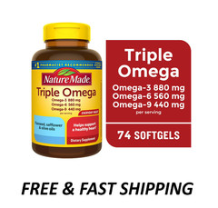 Nature Made Triple Omega 369 Softgels, Dietary Supplement, 74 Count.