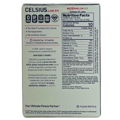 CELSIUS On-the-Go Energy Powder Packets Watermelon Ice 14 CT – 4 Pack Bundle