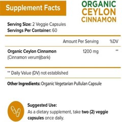 Organic Ceylon Cinnamon Capsules 1200mg Highest Potency Blood Sugar Support
