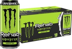 Rehab Green Tea + Energy, Energy Iced Tea, Energy Drink 15.5 Ounce (Pack of 15)