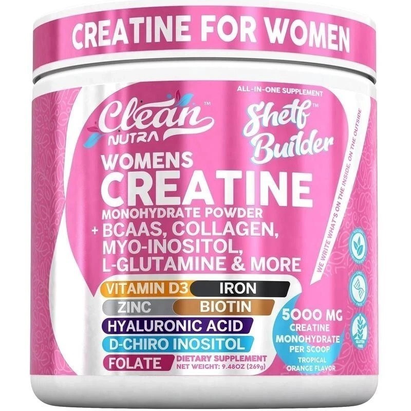 Women’s Creatine Powder w-BCAAs, Collagen, Inositol – Clean Nutra Shelf Builder