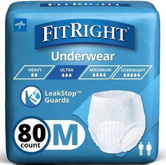 FitRight Ultra Unisex Adult Protective Underwear, Medium Size for Waist 28-40