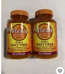 2 Pack Meta Mucil 3-in-1 Daily Fiber, 160 Capsules – EXP 3/26