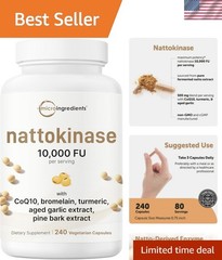 Nattokinase 10,000 FU per Serving (Natural Natto Extract), 240 Vegetarian Capsul