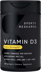 360 Mini-Liquid Softgels of Vitamin D3 5000iu with Coconut Oil – Easy to Digest