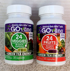 GOvana Fruits 24 Veggies & 24 Fruits 30 Capsules Green Tea Energy EXP 09-2026