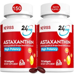 Astaxanthin Supplements 24mg, 5 Month Supply Coconut MCT Oil, Fresh Microalg…