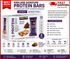 Kirkland Signature Protein Bars Chocolate Chip Cookie Dough, 60-count
