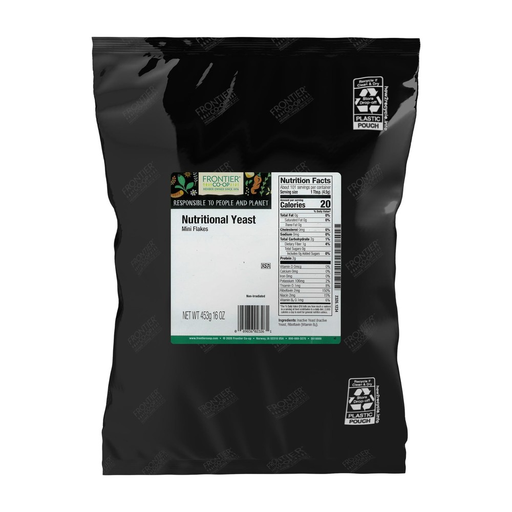 Frontier Co-op Nutritional Yeast Mini Flakes, 16 Ounce (Pack of 1), Default