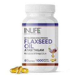 INLIFE Flaxseed Oil Capsules 1000mg | Omega 3 6 9 – 60 Softgels N865