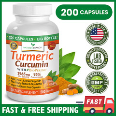 ✅ 200 CAPSULES | TURMERIC CURCUMIN & BIOPERINE BLACK PEPPER | 1965MG STRENGTH