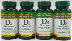 4PK Nature’s Bounty D3 50 mcg 2000 IU ~ 150 Rapid Release Softgels EA ~ EXP 7/27