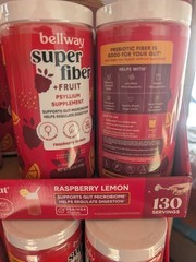 Bellway Super Fiber + Fruit Psyllium Husk Raspberry Lemon 36oz 18 x2