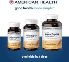 American Health Super Papaya Enzyme Plus 360 Chewable Tabs Digestive Gas Relief