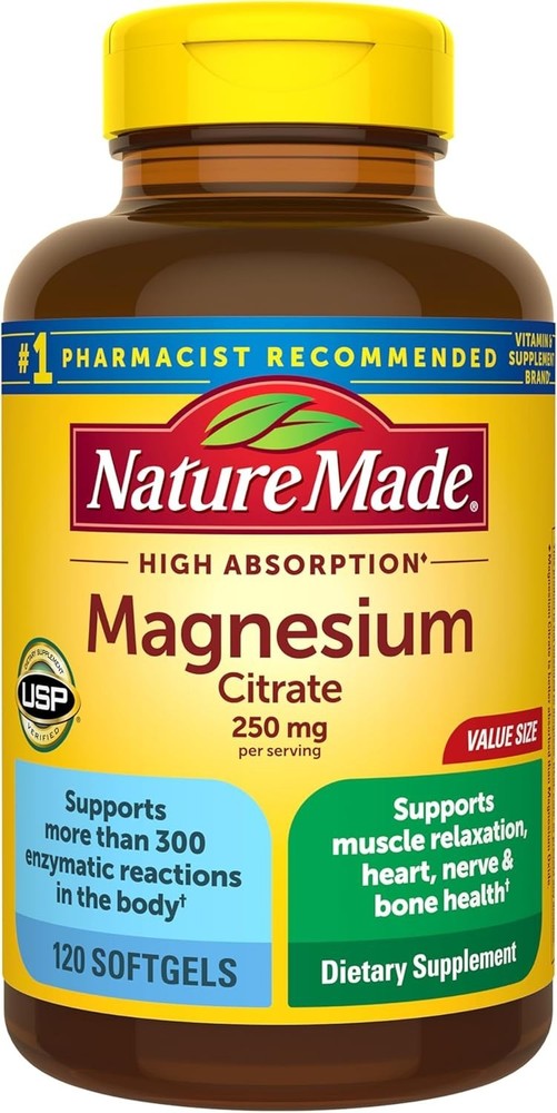 Nature Made Magnesium Citrate 250 mg per serving, Magnesium Supplements for Men