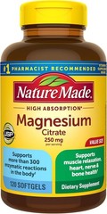 Nature Made Magnesium Citrate 250 mg per serving, Magnesium Supplements for Men