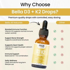 Bella All Natural D3 K2 Drops 3 Pack Organic Omega 3 MCT Premium Essential Oil