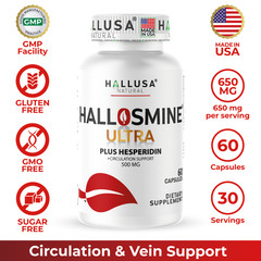HALLOSMINE ULTRA Diosmin Hesperidin 650mg, Varicose Veins, Hemorrhoids, 60 caps