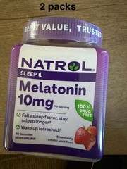 Natrol Melatonin 10mg Sleep Strawberry, 180 Gummies Total ( Pack Of 2)