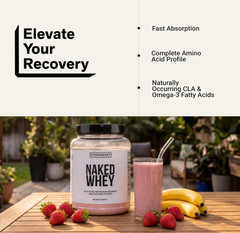 NAKED Strawberry Whey Protein Powder, 25g Protein, 24 Servings