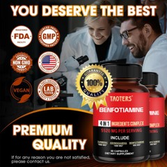 TAOTERS Benfotiamine 600mg – Gluten Free and Non-GMO 60Capsules*2bottles