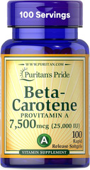 Beta Carotene Provitamin a 7,500Mcg (25,000 IU), Vitamin Supplement for Immun…