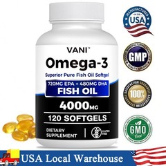 Fish Oil 4000mg Omega 3 120 Softgels with EPA 720mg + DHA 480mg