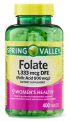Spring Valley Folate Dietary Supplement, 1,333 mcg DFE, 400 Count