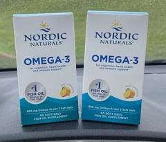 Lot of (2) New Nordic Naturals OMEGA-3 Lemon Flavor 690mg Bottles Exp. 2026-27